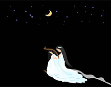 月亮下的美女弹琴flash动画