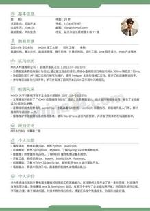 绿色清新后端开发实习个人简历模板