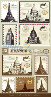 复古旅行邮票矢量素材