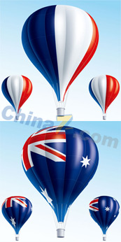 国旗图案热气球矢量素材