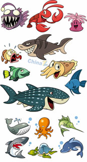 卡通海洋动物矢量素材