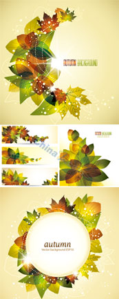 秋季树叶设计矢量素材