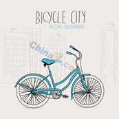 自行车卡通手绘插画