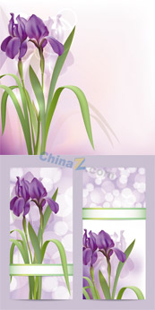 紫色花卉横幅模板矢量素材