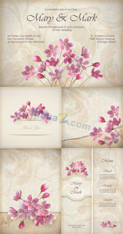 婚礼装饰花卉卡片矢量