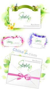 春季花纹装饰卡片设计