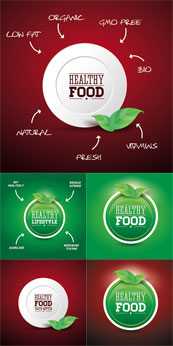 健康食品标签矢量设计下载