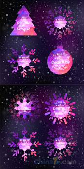 紫色幻彩圣诞节标签设计