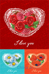 情人节花卉卡片设计