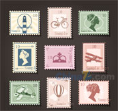 复古邮票设计矢量素材