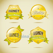 蜂蜜包装标签矢量素材