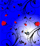 蓝色玫瑰花矢量背景图