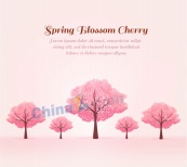 春季粉色樱花树矢量