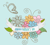 母亲节矢量花卉标签设计