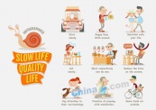 卡通慢生活信息图矢量素材
