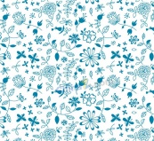 蓝色花朵无缝背景矢量图