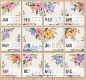 2016年花纹日历矢量模板