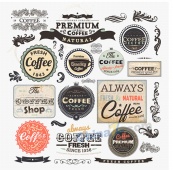 复古咖啡标签矢量设计