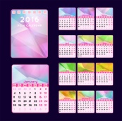 2016粉色系日历矢量图
