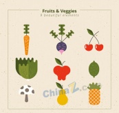抽象蔬果设计矢量图