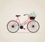 粉色单车与一筐鲜花
