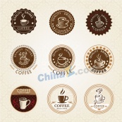 复古咖啡标签矢量设计