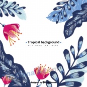 水彩热带花卉装饰背景图