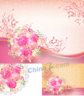 粉色花束装饰矢量背景图