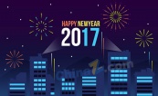 2017新年夜景矢量素材