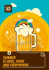 夏日啤酒海报矢量设计
