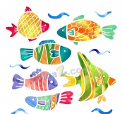 彩绘花纹鱼类矢量素材