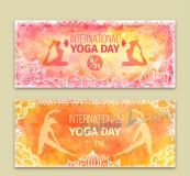 水彩绘国际瑜伽日banner