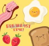卡通表情早餐食物矢量素材