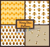 创意蜜蜂元素无缝背景矢量图