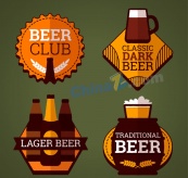 扁平化啤酒俱乐部标签矢量图
