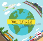 创意地球世界旅游日贺卡矢量图