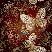 精美蝴蝶与花纹刺绣矢量图