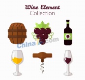 扁平化葡萄酒元素图标矢量素材