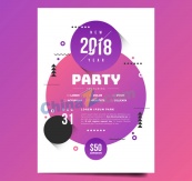 紫色2018年新年派对宣传单