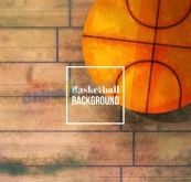 彩绘地板上的篮球矢量素材