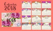 2018花卉日历矢量图