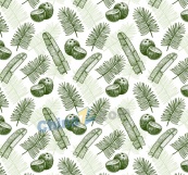 手绘棕榈树叶和椰子背景矢量图