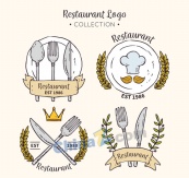 彩绘餐馆标志设计矢量素材