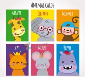 可爱微笑动物卡片矢量素材