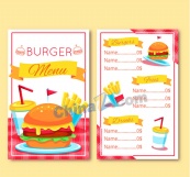 彩色汉堡包店菜单正反面矢量图