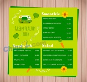 创意绿色餐车菜单设计矢量