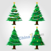 创意绿色圣诞树矢量素材