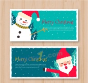 可爱圣诞老人和雪人banner