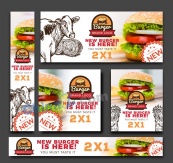 创意汉堡包宣传卡片矢量素材