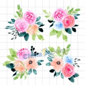 水彩绘玫瑰花矢量设计